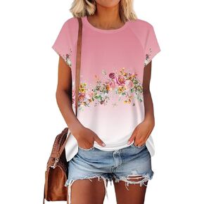 Womens Summer Tops Short Short Sleeve Shirts 2025 Basic Spring Fashion Crewneck Outfits Clothes