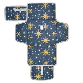 Reusable Baby Pee Pads with Tissue Pocket Diaper mat Changing pad for Moms, Dads Snowflakes Mustard Yellow and Denim Blue