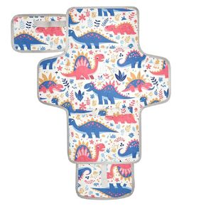 Reusable Changing pad Covers with Tissue Pocket Waterproof Pads for Baby for Moms, Dads Dinosaur Peach Blue