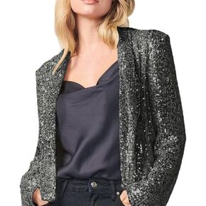 GOKKILRW Women's Sequin Jackets Open Front Blazer Cardigans Casual Long Sleeve Party Club Concert Sparkly Dressy Coat S-XXL