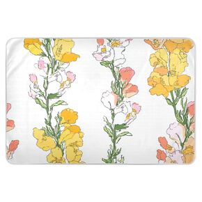 Yellow Florals White Extra Large Resuable Changing Pad Covers Soft Absorbent Bed Pad Slip-Resistant Bed Liners for Baby Boys Girls 52" L x 34" W