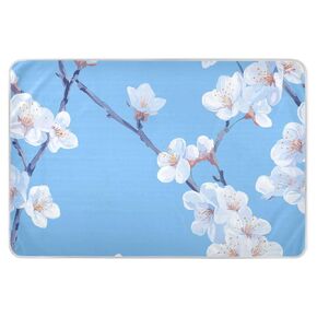 Sweet Cherry Blossom Blue Extra Large Resuable Changing Pad Covers Waterproof Washable Bed Pad Skin-Friendly Pad Liner for Infant Baby 52" L x 34" W