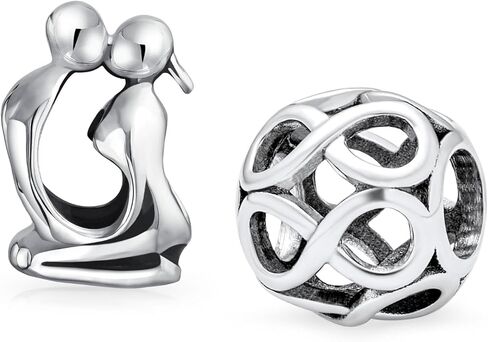 Couples Kissing Lovers Sculpture Charm Bead For Women Wife Girlfriend .925 Sterling Silver Fits European Bracelet in Saudi Arabia