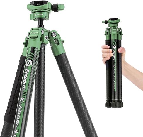 حامل ثلاثي القوائم للسفر من ألياف الكربون من Fotopro X-Aircross 2 مقاس 59 بوصة، لوحة سريعة التحرير برأس سائل بوزن 2.18 رطل، خفيفة الوزن ومحمولة وثابتة، حامل ثلاثي القوائم للسفر لكاميرا DSLR باللون الرمادي in Saudi Arabia