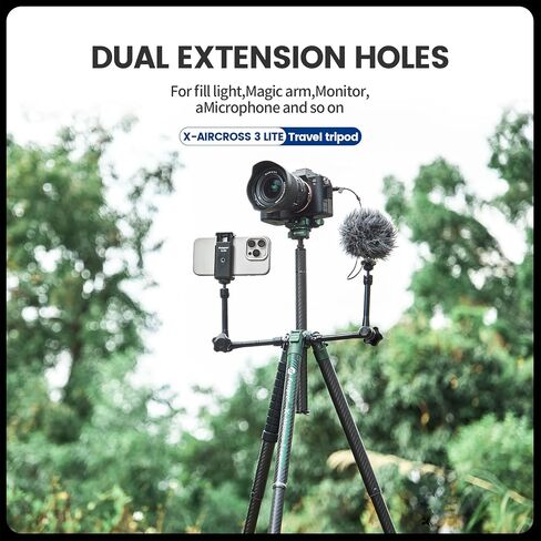 حامل ثلاثي القوائم للسفر من ألياف الكربون من Fotopro X-Aircross 2 مقاس 59 بوصة، لوحة سريعة التحرير برأس سائل بوزن 2.18 رطل، خفيفة الوزن ومحمولة وثابتة، حامل ثلاثي القوائم للسفر لكاميرا DSLR باللون الرمادي in Saudi Arabia