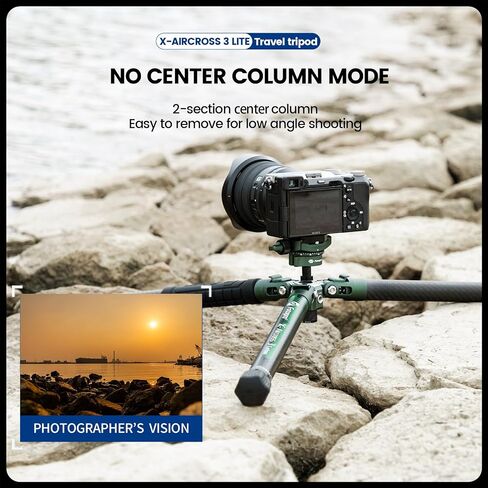 حامل ثلاثي القوائم للسفر من ألياف الكربون من Fotopro X-Aircross 2 مقاس 59 بوصة، لوحة سريعة التحرير برأس سائل بوزن 2.18 رطل، خفيفة الوزن ومحمولة وثابتة، حامل ثلاثي القوائم للسفر لكاميرا DSLR باللون الرمادي in Saudi Arabia
