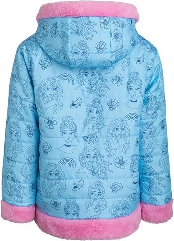Disney Girls Puffer/Faux Fur Hooded Reversible Jacket in Saudi Arabia