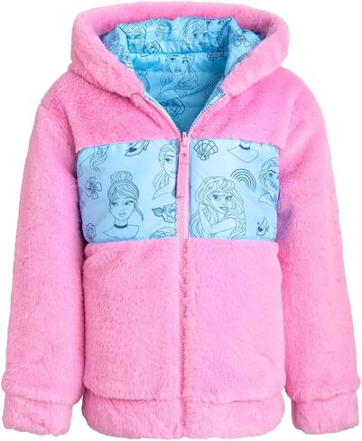 Disney Girls Puffer/Faux Fur Hooded Reversible Jacket in Saudi Arabia