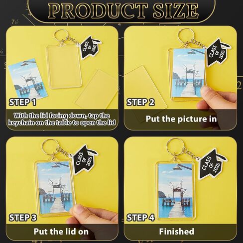 Henoyso 24 Set Clear Rectangle Acrylic Keychain Blanks Photo Picture Frame Clear Keychains Class of 2024 Graduation Keychains Gifts Picture Keychains Photo Keychain in Saudi Arabia