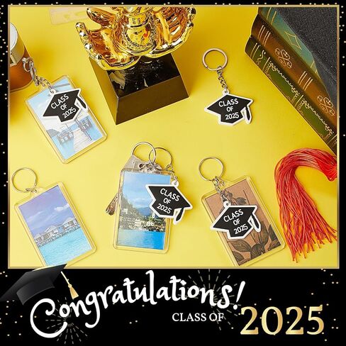 Henoyso 24 Set Clear Rectangle Acrylic Keychain Blanks Photo Picture Frame Clear Keychains Class of 2024 Graduation Keychains Gifts Picture Keychains Photo Keychain in Saudi Arabia