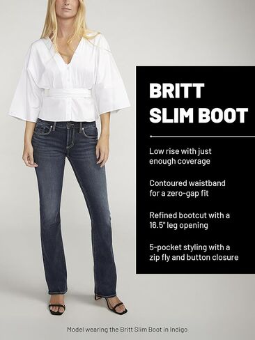 Silver Jeans Co. Women's Britt Low Rise Curvy Fit Slim Bootcut Jeans, Light Wash ECF121, 32W x 31L in Saudi Arabia