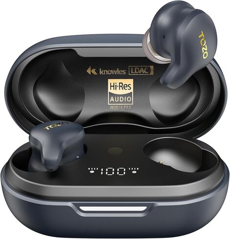 سماعات أذن TOZO Golden X1 اللاسلكية، محرك المحرك المتوازن والمحرك الديناميكي الهجين، سماعات رأس بلوتوث OrigX Pro، LDAC وصوت لاسلكي عالي الدقة، سماعة إلغاء الضوضاء Galaxy Blue/Black in Saudi Arabia