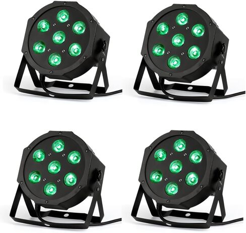 4pcs/lot Stage Lights 7x18W Uplights with Strict Testing 6in1 RGBWA UV LED Par Lights Sound Activated DMX512 Control Bright DJ Par Light for Stage Party Club Disco Wedding Events in Saudi Arabia