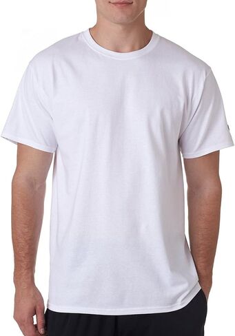 Champion Men's Small Script Logo Midweight Classic Jersey T-Shirt, White, M in Saudi Arabia