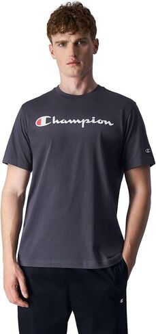 Champion Men's Small Script Logo Midweight Classic Jersey T-Shirt, White, M in Saudi Arabia