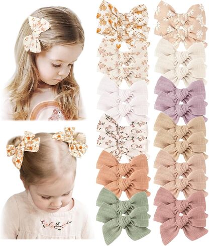 Niceye 24 PCS Baby Hair Bow Clips for Girls,Hair Bows Barrettes Handmade Accessories Alligator Clip for Babies Infant Toddlers Little Kids Teens in Kuwait