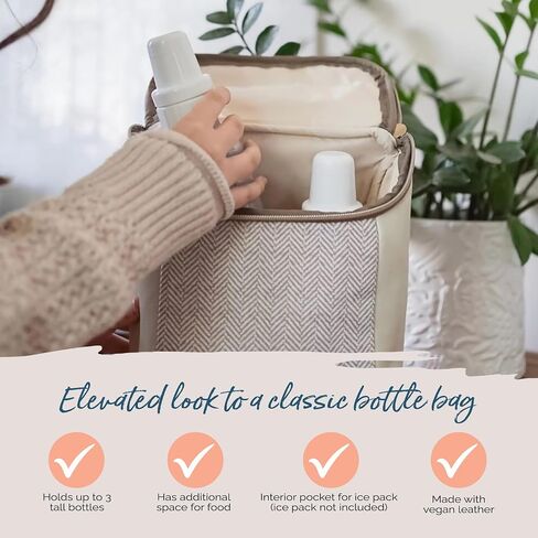 حقيبة زجاجات معزولة من إيتزي ريتزي - تحافظ على الزجاجات دافئة أو باردة - تحمل 3 زجاجات وتتميز بجيب داخلي لحزمة الثلج (غير متضمنة)، كونياك in Saudi Arabia