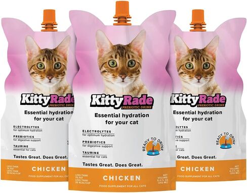 KittyRade – Delicious, Healthy Prebiotic, Isotonic Drink for Cats, Electrolytes | Reliable Hydration Drink for Cats & Low Calorie | Cat Health Supplement | Resealable Packs | (250ml x 10) in Saudi Arabia