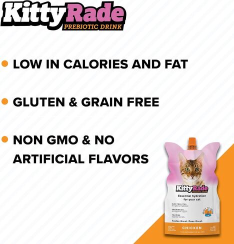 KittyRade – Delicious, Healthy Prebiotic, Isotonic Drink for Cats, Electrolytes | Reliable Hydration Drink for Cats & Low Calorie | Cat Health Supplement | Resealable Packs | (250ml x 10) in Saudi Arabia