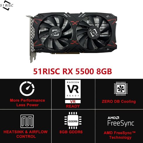 بطاقة رسومات 51RISC RX 6700، 10 جيجابايت GDDR6 160bit PCIe 4.0 لوحة خلفية معدنية HDMI DP بطاقة فيديو للألعاب لسطح المكتب (Radeon RX 6700 10 جيجابايت) in Saudi Arabia