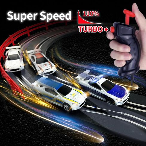 AGM MASETCH Slot Car Race Track Sets with 4 Exquisite Slot Cars, Battery or Electric Car Track, 2 Controllers, Lap Counter, Gift Toys for Boys and Girls Age 4-8 8-12 in Kuwait