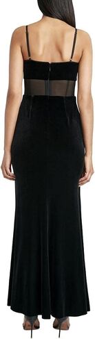 BCBGMAXAZRIA Women's Velvet Floor Length Evening Gown with Slit in Saudi Arabia
