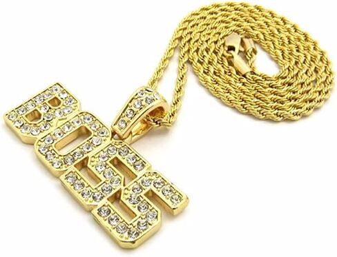 MENS ICED OUT BOSS PENDANT GOLD BOX CUBAN ROPE CHAIN HIP HOP NECKLACE in Saudi Arabia