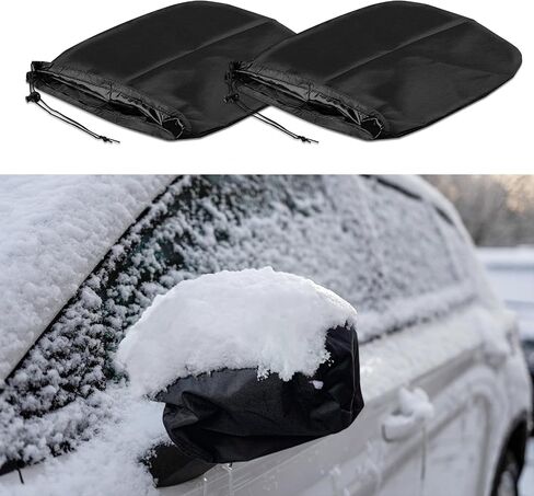 2 PCS Car Side Mirror Snow Cover, Waterproof Side View Mirror Covers, Snow Ice Mirror Covers, Frost Guard Mirror Cover, Car Mirror Accessories Mirror Snow Cover Fit for All Cars (Black) in Kuwait
