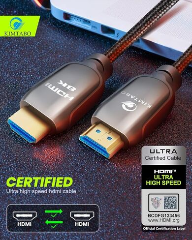 KIMTABO 4K HDMI Cable 100 ft，Long Fiber Optic HDMI Cable (HDMI2.0b, 18Gbps, 4K 60Hz 4:4:4 RGB, 1080p), Ultra High Speed Uni-Directional Active Slim Cord for PC Laptop PS3 PS4 Projecter HDTV in Saudi Arabia
