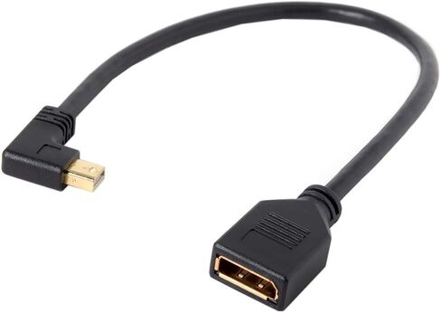 Cablecc Left Angled Mini DP DisplayPort 90 Degree to DisplayPort Female Cable for Displays Monitors (Left Angled) in Kuwait