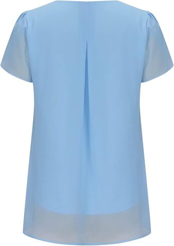 Women Petal Sleeve Dressy Tops Layered Chiffon Blouses Elegant Summer Tunic Top Flowy Shirts Work Outfits in Saudi Arabia