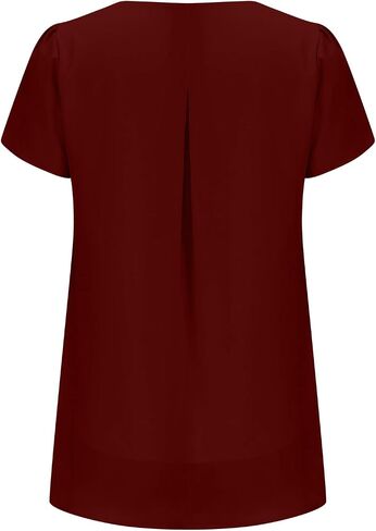 Women Petal Sleeve Dressy Tops Layered Chiffon Blouses Elegant Summer Tunic Top Flowy Shirts Work Outfits in Saudi Arabia