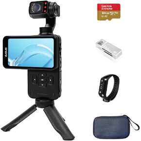 ORDRO M5 Handheld Camera 5K, 3-Axis Stabilisation Video Camcorder, Portable IR Night Vision WiFi Vlogging Camera with 120° Wide Angle, Face Tracking, 64G Card, Remote Control, Bracket