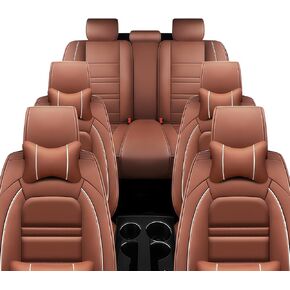 Leather Car Seat Cover Fit for GMC Acadia 2016-2023, Car Seat Cover 7 Seat, Non-Slip and Waterproof Full Set Accessories (Beige)