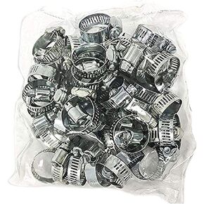 Worm Gear Hose Clamp Kit - Stainless Steel Worm Gear Hose Clamps Assortment Kit - 100 Piece Hose Clamp Set 1/4" to 5/8" Hose Clamps - Adjustable Hose Clamp Worm Gear Pipe Clamp (100)