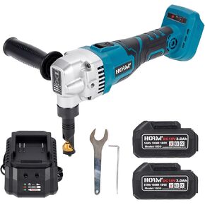 Cordless Metal Nibbler 18V with Two Batteries and Charger, Brushless Electric Metal Nibbler Adjustable Speed for Cutting Metal Iron
