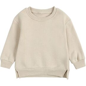 Baby Toddler Boys Fleece Sweatshirt Crewneck Long Sleeve Cotton Pullover Kids Solid Casual Sport Sweatshirts Sweater Tops