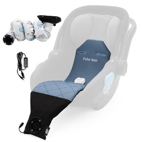 Premium Baby Car Seat Cooler - AC-Powered Cooling Cushion, Built-in Fans, No Batteries or Ice Packs, Fits 0–3 Years, Wood/Bear