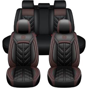 Car Seat Covers for Hyundai Tucson 2005-2026 (5-Seater), Universal Fit, Premium PU Leather Seat Cover Full Set, ZT06, Standard & Black & Brown