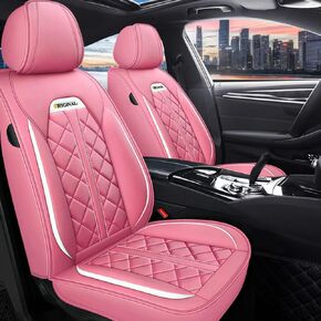 Car Seat Covers for Honda Civic 1999-2026 (5-Seater), Universal Fit, Premium PU Leather Seat Cover Full Set, ZT07, Standard & Pink