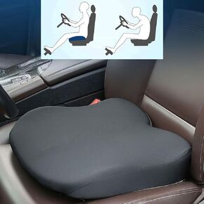Adult Booster Seat for Car, Wedge Cushion Black Seat Pads Heightening 3.9in, Washable Chair Cushion Pads, Non-Slip Breathable Car Seat Cushions for Driving, Used All The Year