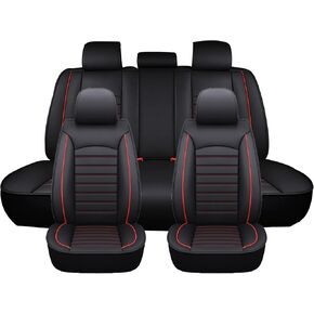 Car Seat Covers Full Set for Toyota Vios 2004-2007, Waterproof Leather Custom Car Seat Cover, Front Rear Seat Cushion Protector,Black