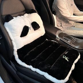 Panda Cute Chair Cushion, Plush Seat Cushions for Cars Chairs Sofa Bed, Car Seat Pad with PP Cotton/Straps/Non-Slip Bottom, Winter Warm Cute Car Seat Cover Gift for Kids Families Friends