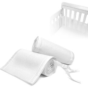 Breathable Mesh Crib Liner for Protecting Baby Legs and Arms, Block The Pacifier from Falling, 11" H (28cm) Essential 3mm Breathable Mesh Liner Around 3 or 4 Side Full-Size Crib