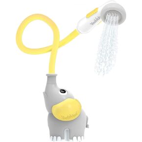 Yookidoo Baby Bath Shower Head - Elephant Water Pump with Trunk Spout Rinser - Control Water Flow from 2 Elephant Trunk Knobs for Maximum Fun in Tub or Sink for Newborn Babies - Yellow