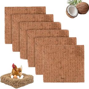 6PCS Reusable Nesting Pads for Chicken Coops, Natural Coconut Fiber Liner for Nesting Boxes Chicken Coops Accessories, Durable Bedding for Laying Hens (12)