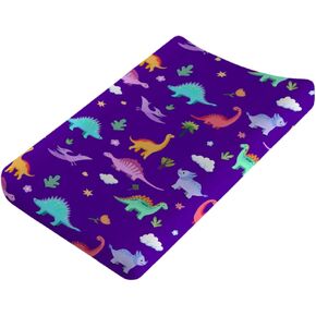 Colorful Dinosaur Animals Changing Pad Cover for Baby Boys Girls Change Pad Cover Easy Care Diaper Changing Pad Cover - 32x16 White