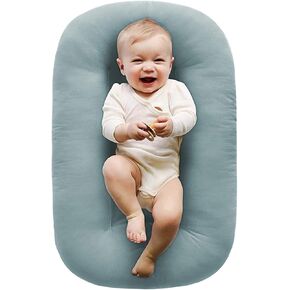 Baby Lounger Pillow for Newborn 0-12 Months, Newborn Lounger Nest Sleeping for Baby in Bed, Infants Lounger for Boys & Girls (Pink)
