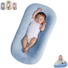 Baby Lounger Pillow, Baby Lounger for Newborn, Soft Organic Cotton Breathable Infant Lounger Nest for Baby in Bed & Sofa (Pink,29.5 * 19.3in)