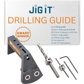 JIG IT Undermount Drilling Guide - ABS DEAN ABS Plastic Drill Guide w/Steel Inserts - Drill Guide Jig for Blum Tandem & Drawer Slide - Feary Woodworking Tools تشمل أجزاء الحفر والياقات والمزيد